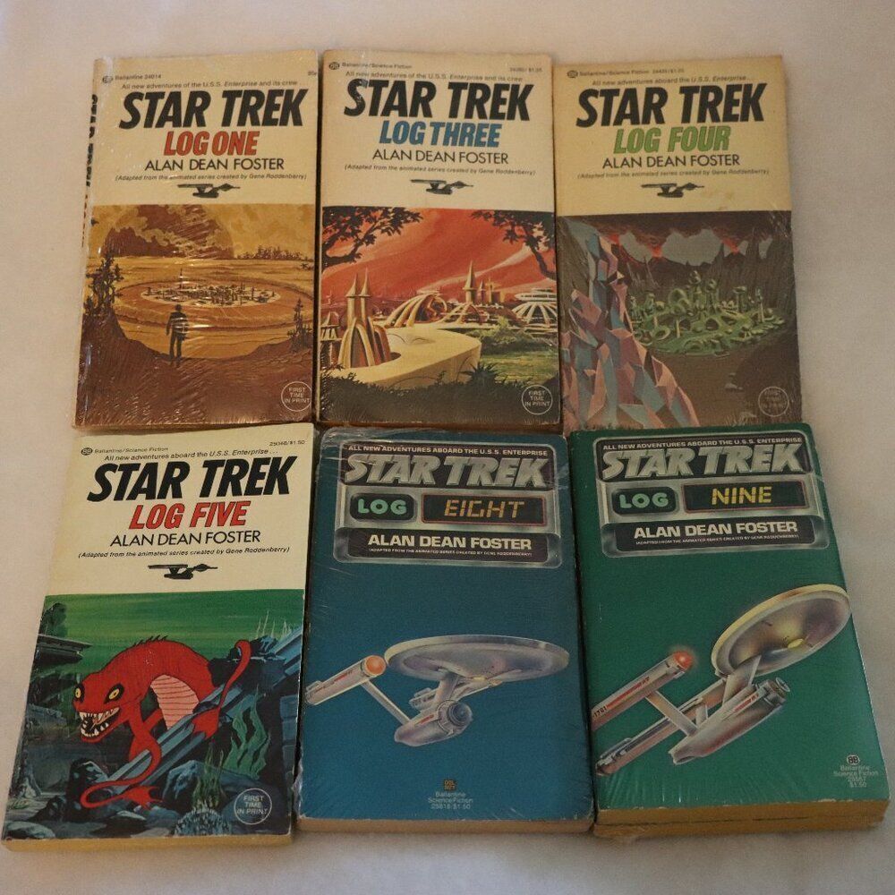 Star Trek Log by Alan Dean Foster, Books 1, 3, 4, 5, 8, 9. Set of 6 Paperbacks
